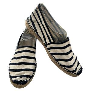 Toni Pons Blue Striped Canvas Classic Jute Flat Espadrille Unisex Size 9 New!